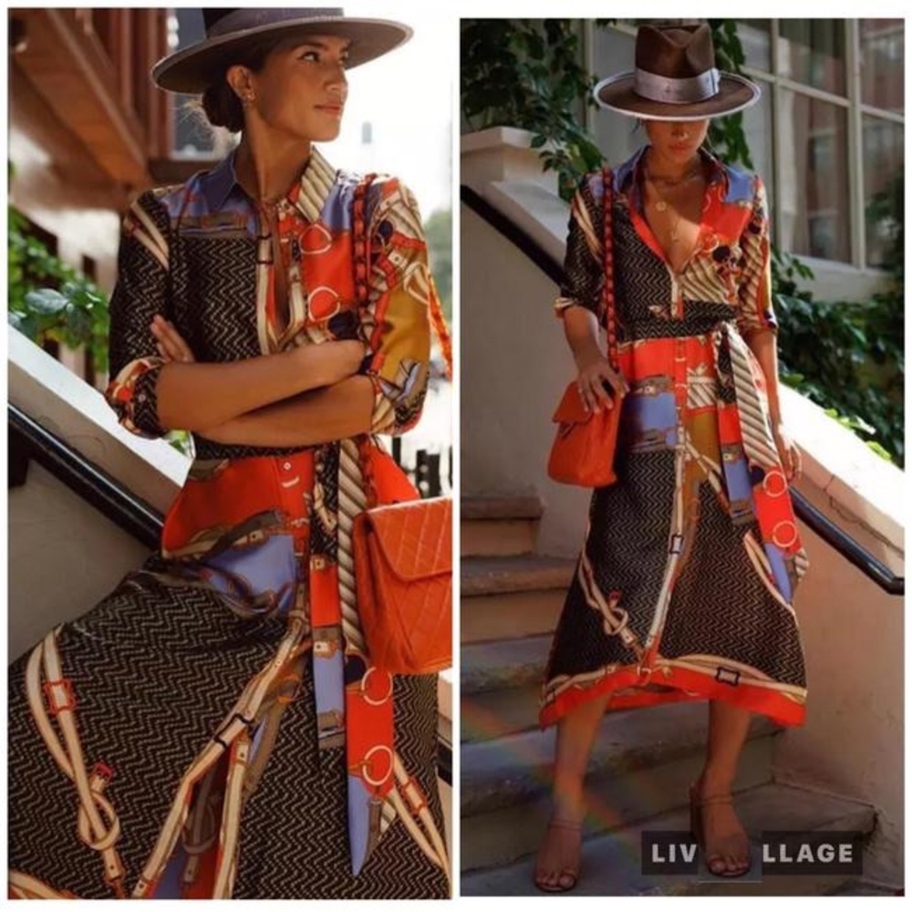ZARA Chain Print Dress & Scarf
